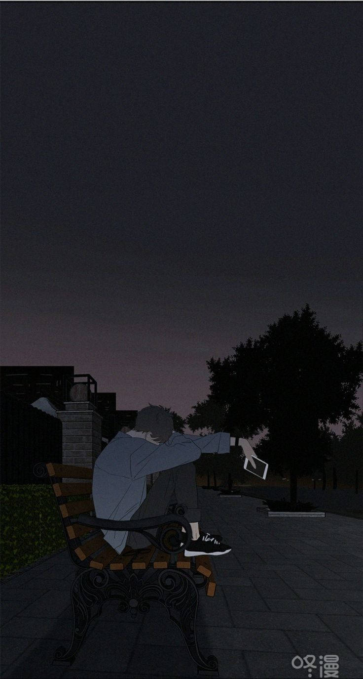Melankolik Anime Estetiği: Park Bankında Yalnız Bir Figür Duvar Kağıdı