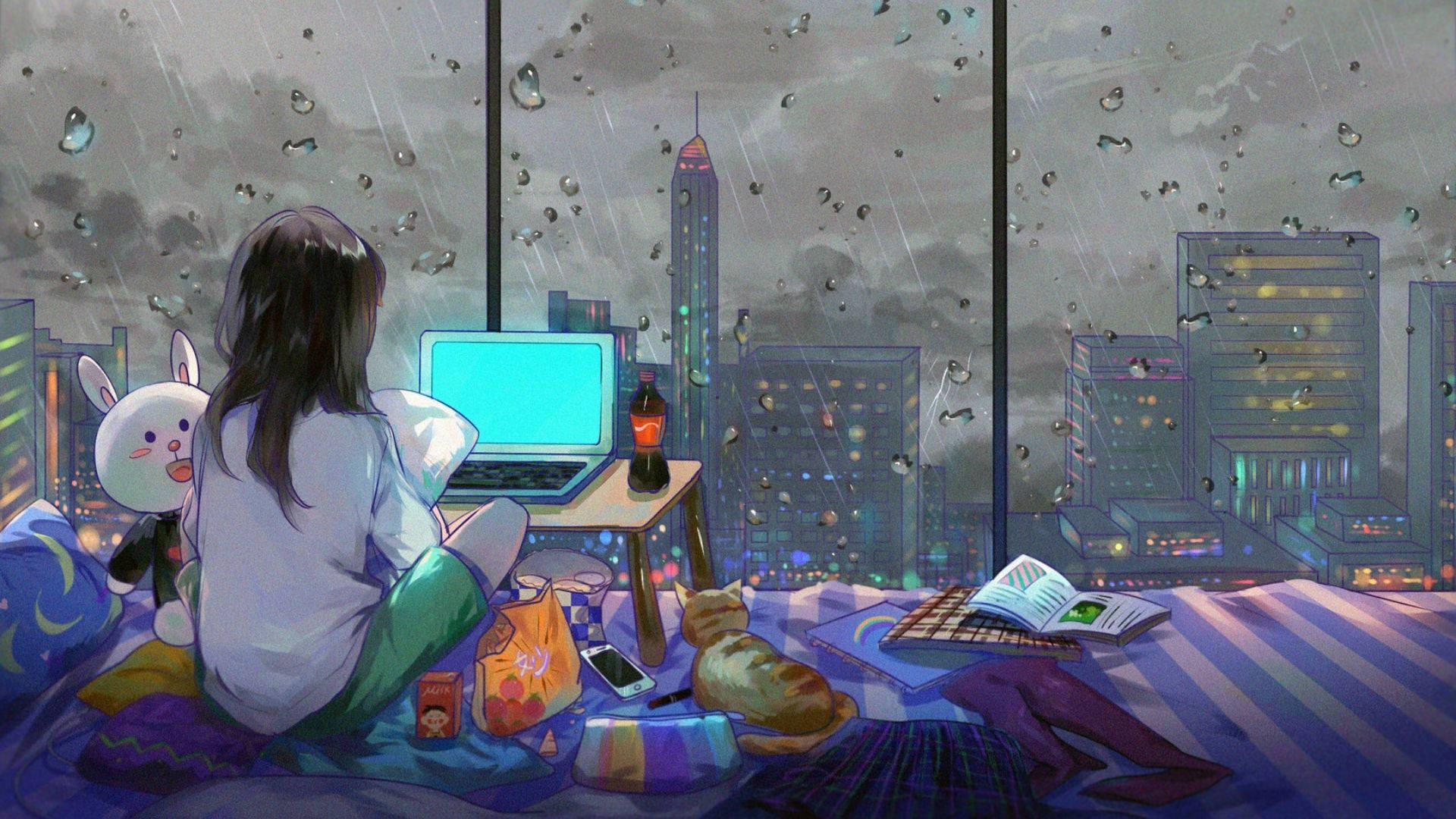 Meşgul Anime Odası Duvar Kağıdı
