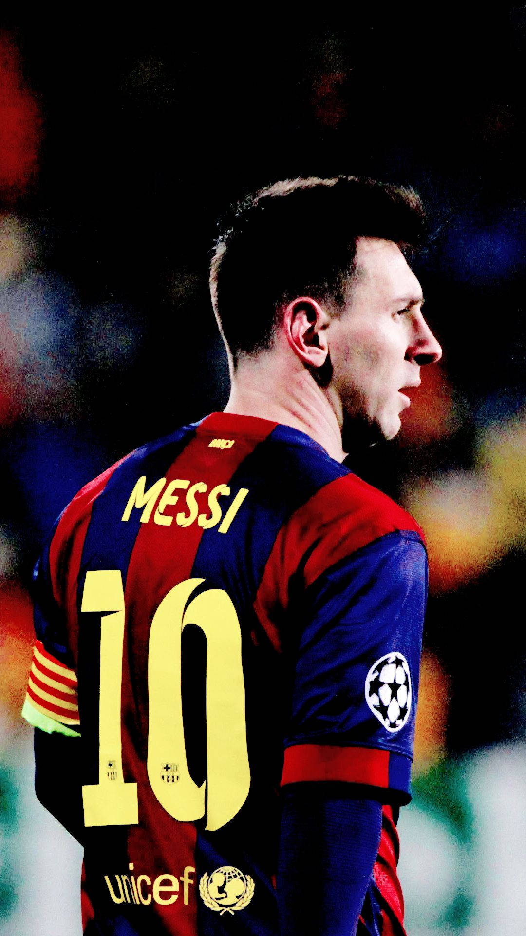 Messi'nin formasında 10 numara ve UNICEF logosuyla duvar kağıdı