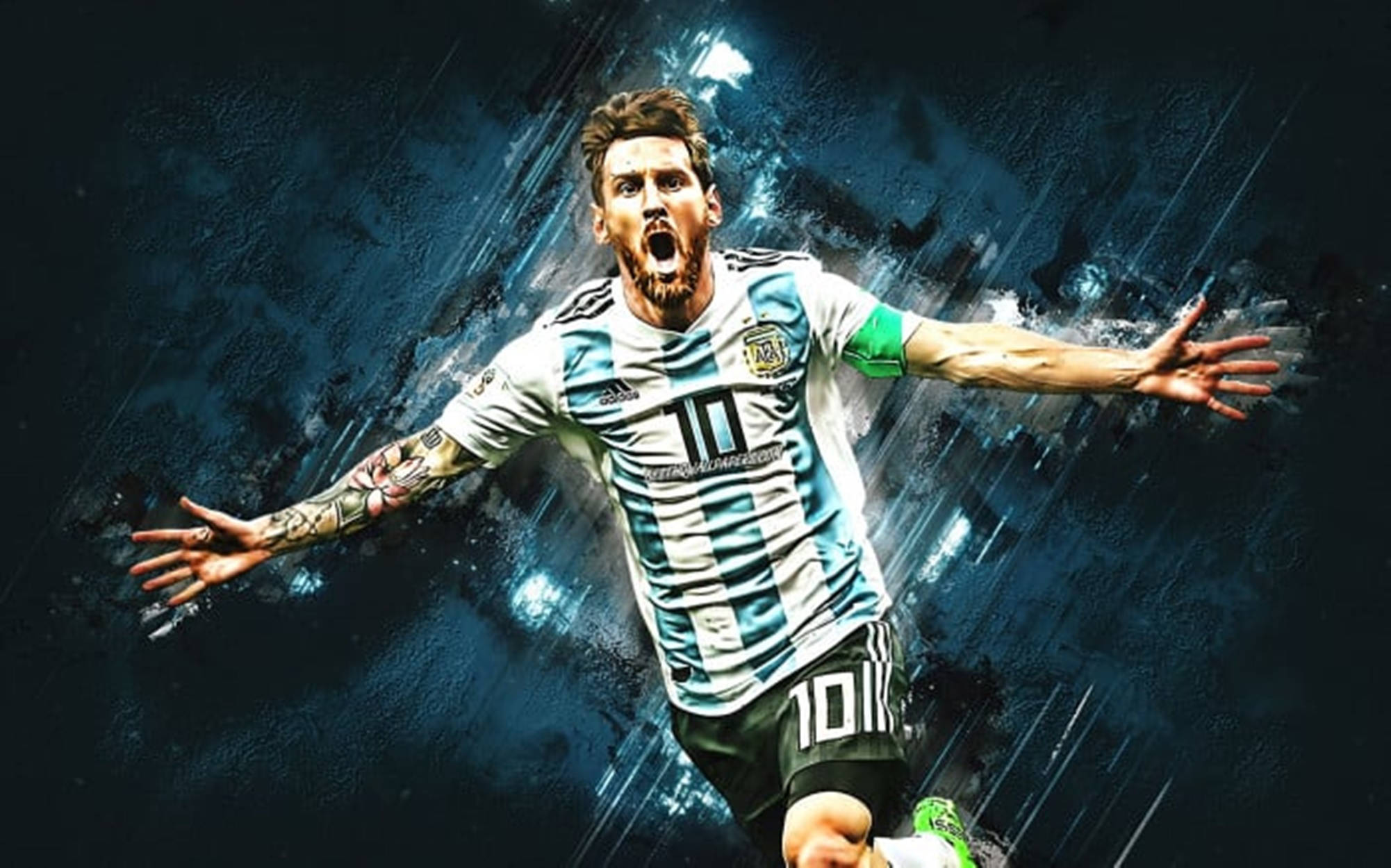 Messi Arjantin Estetik Mavi Duvar Kağıdı