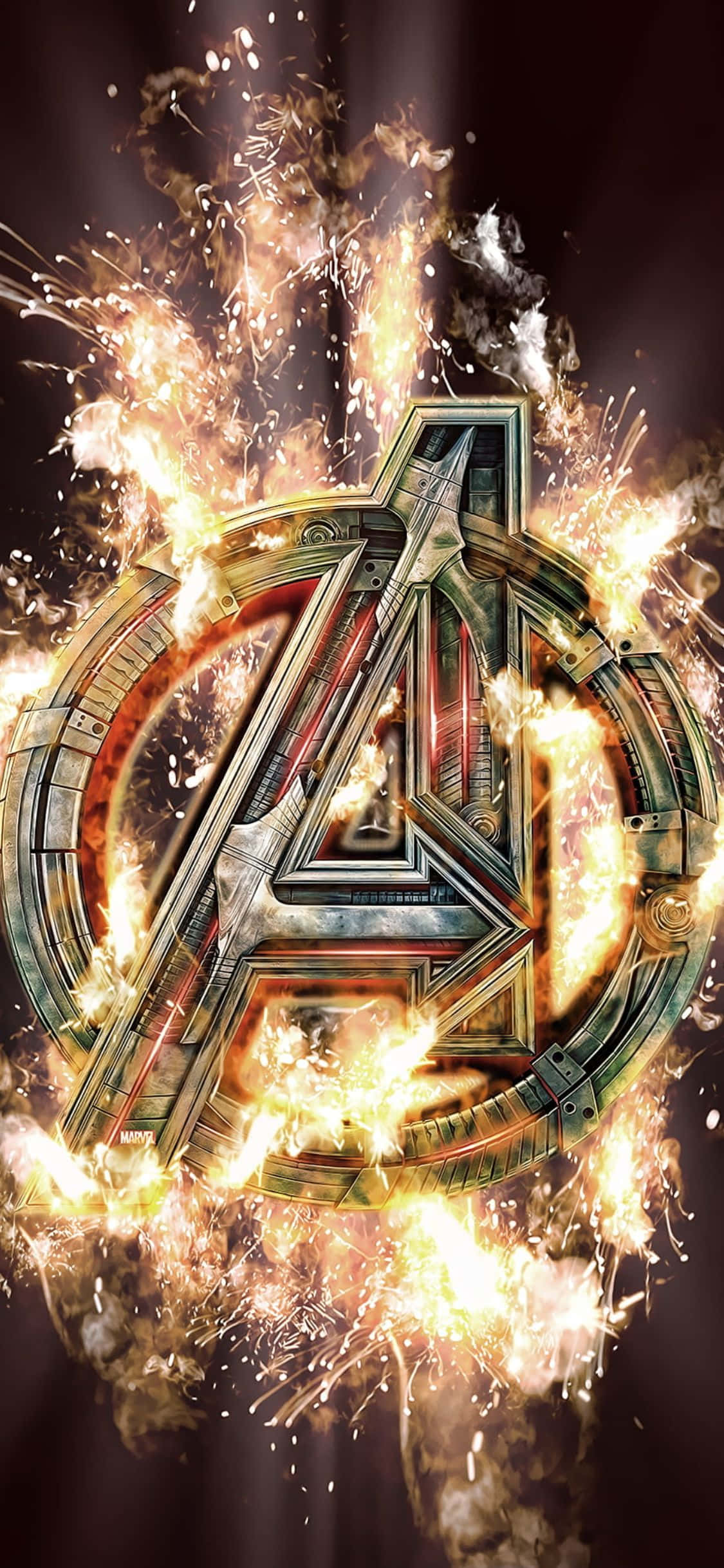 Metalik Logo Tasarımı iPhone XS Yenilmezler Arka Planı Duvar Kağıdı