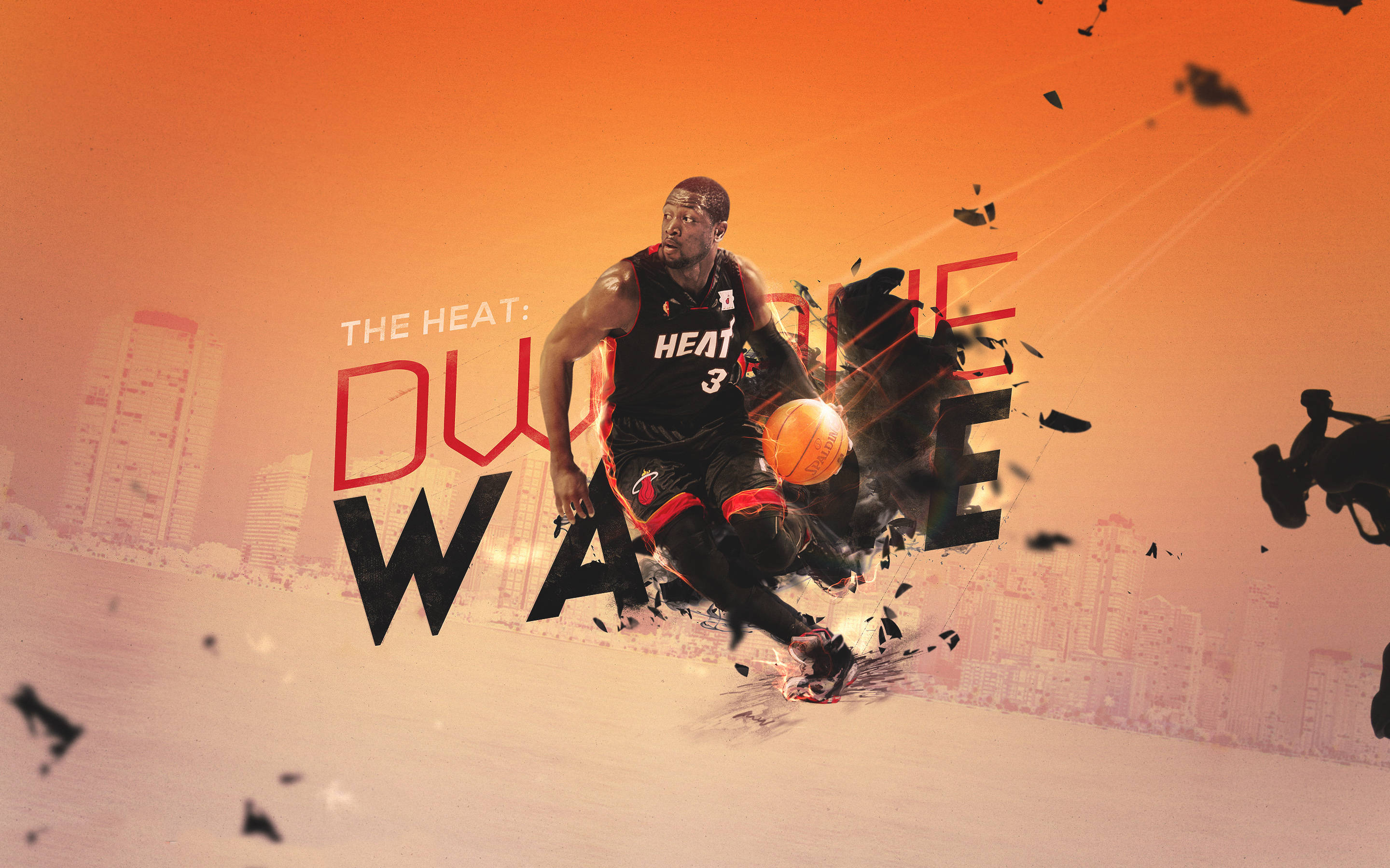 Miami Heat Dwyane Wade Dijital Sanat Eseri Duvar Kağıdı