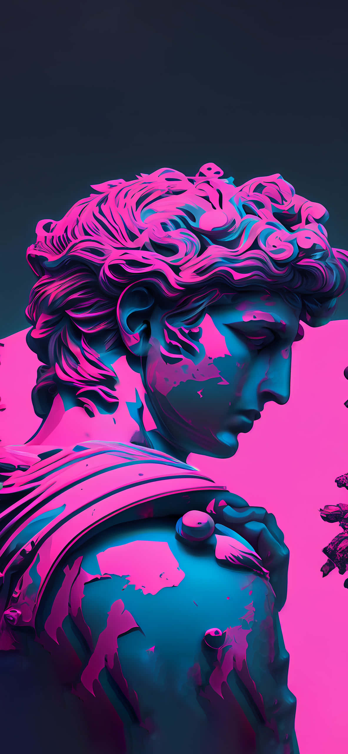 Michelangelo Heykeli Vaporwave Vektör Sanat Arka Planı Duvar Kağıdı