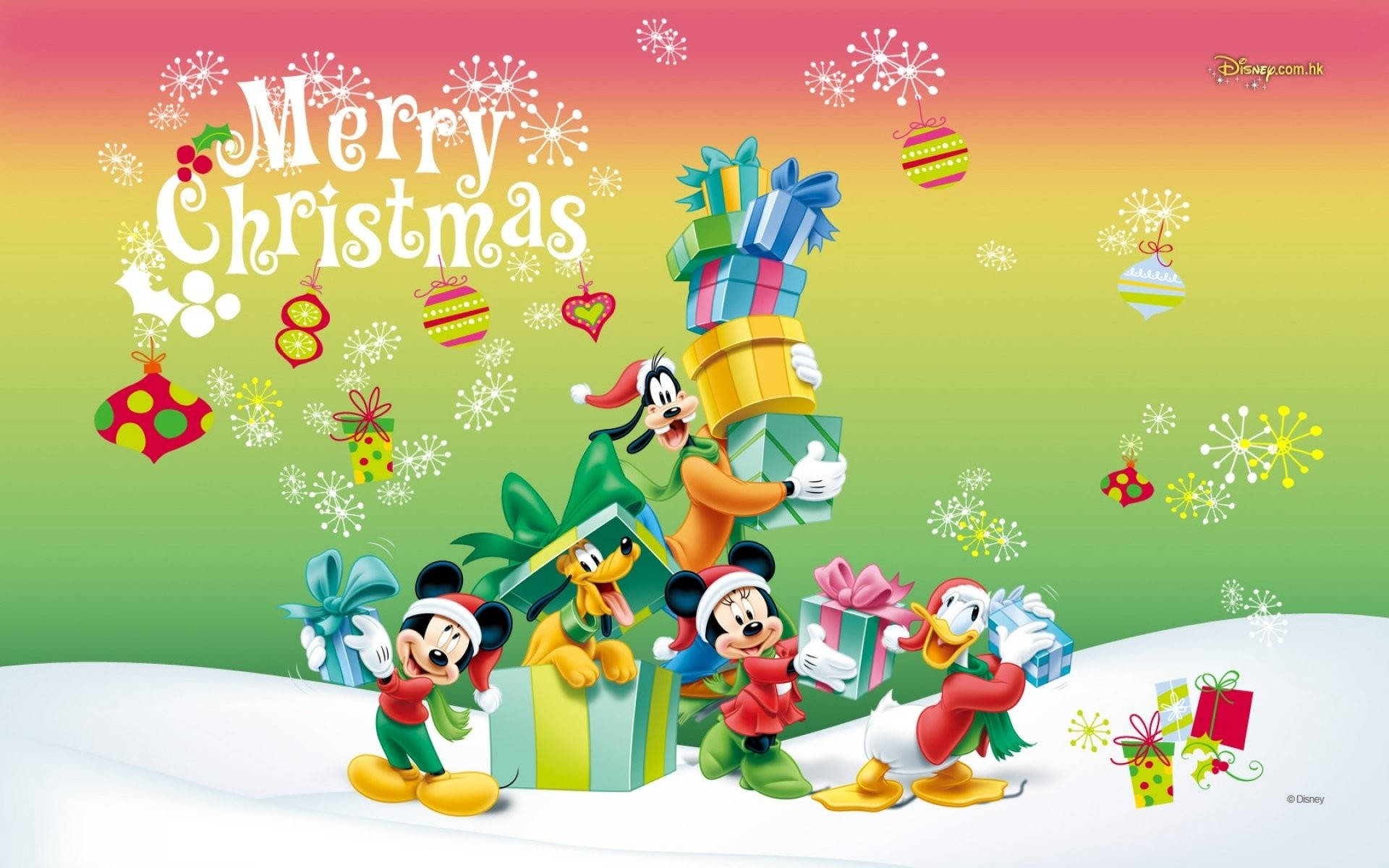 Mickey Mouse Disney Noel Selamı Duvar Kağıdı