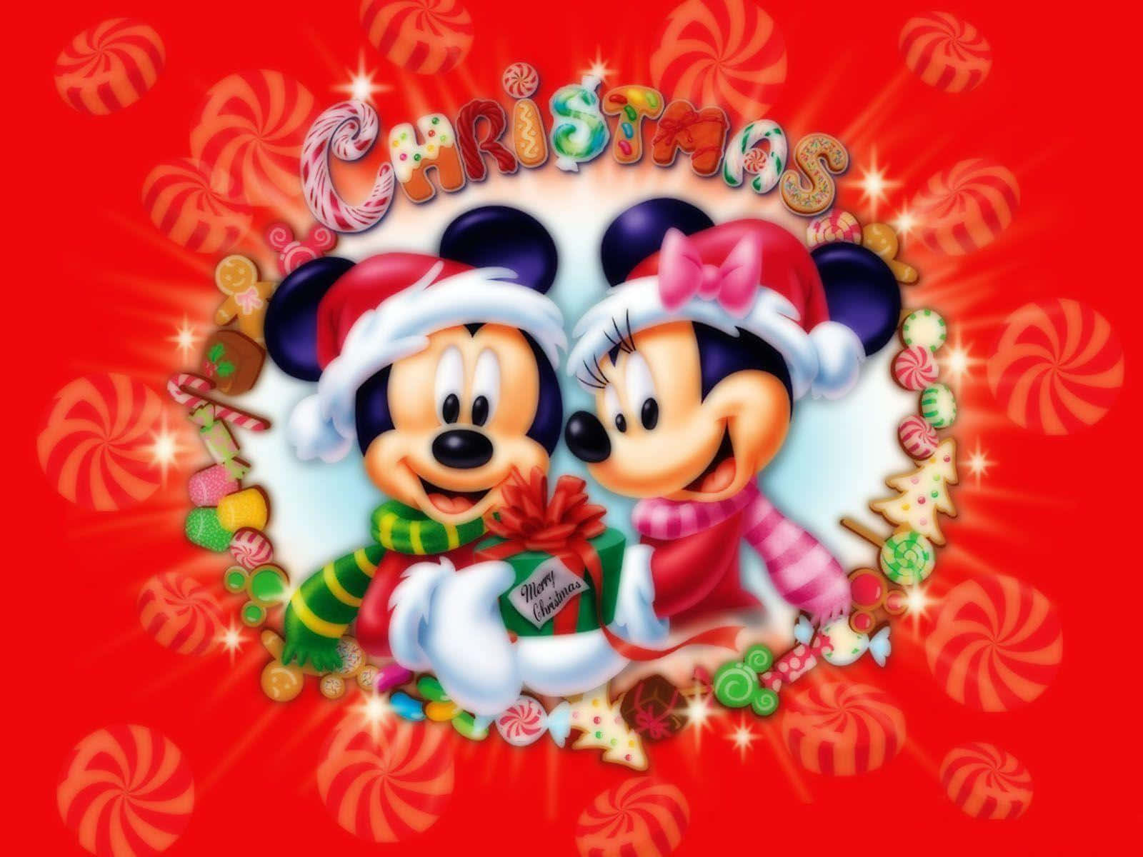 Mickey ve Minnie Mouse Noel duvar kağıdı