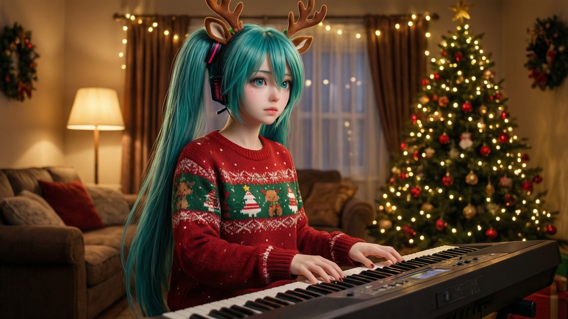 Miku'nun Noel Cazı Duvar Kağıdı