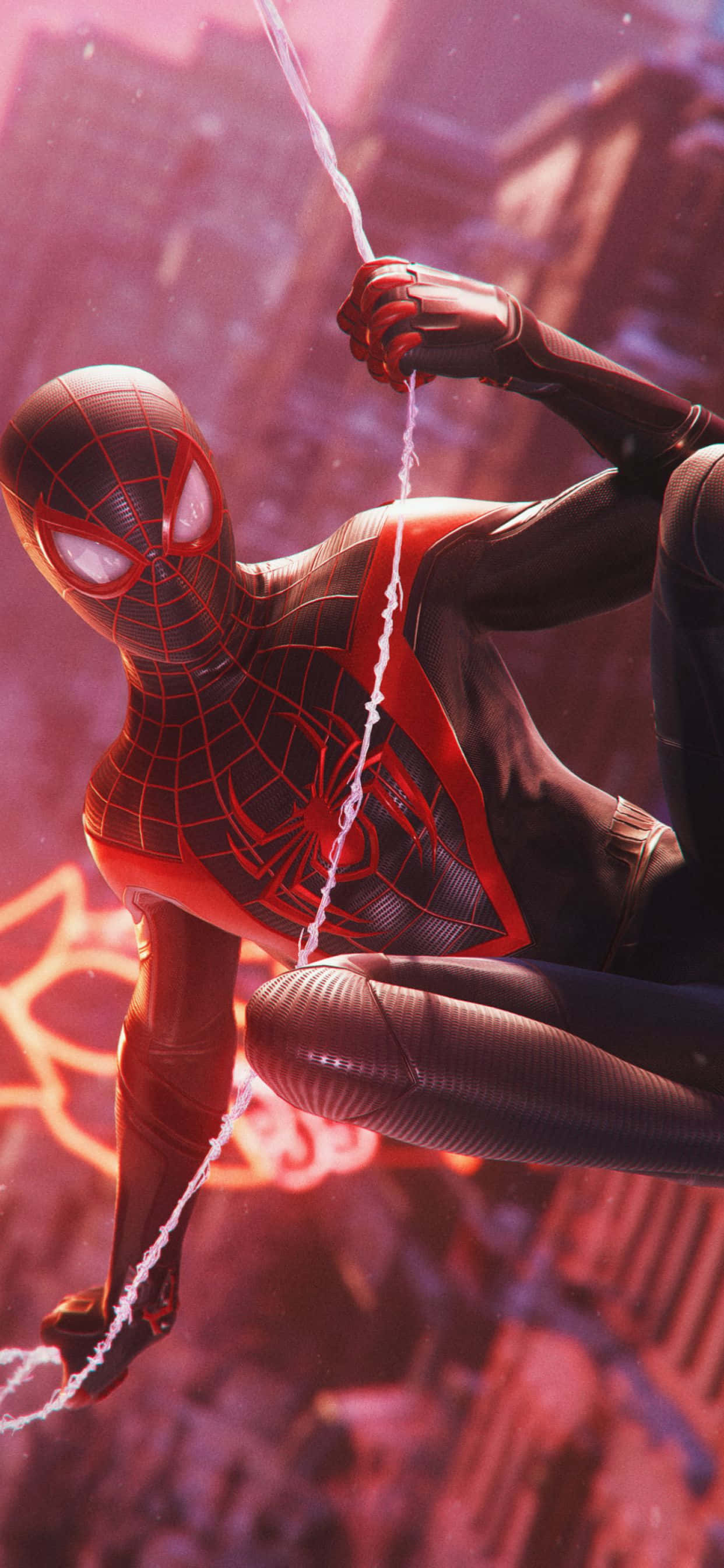 Miles Morales iPhone Kırmızı Neon Işık Duvar Kağıdı