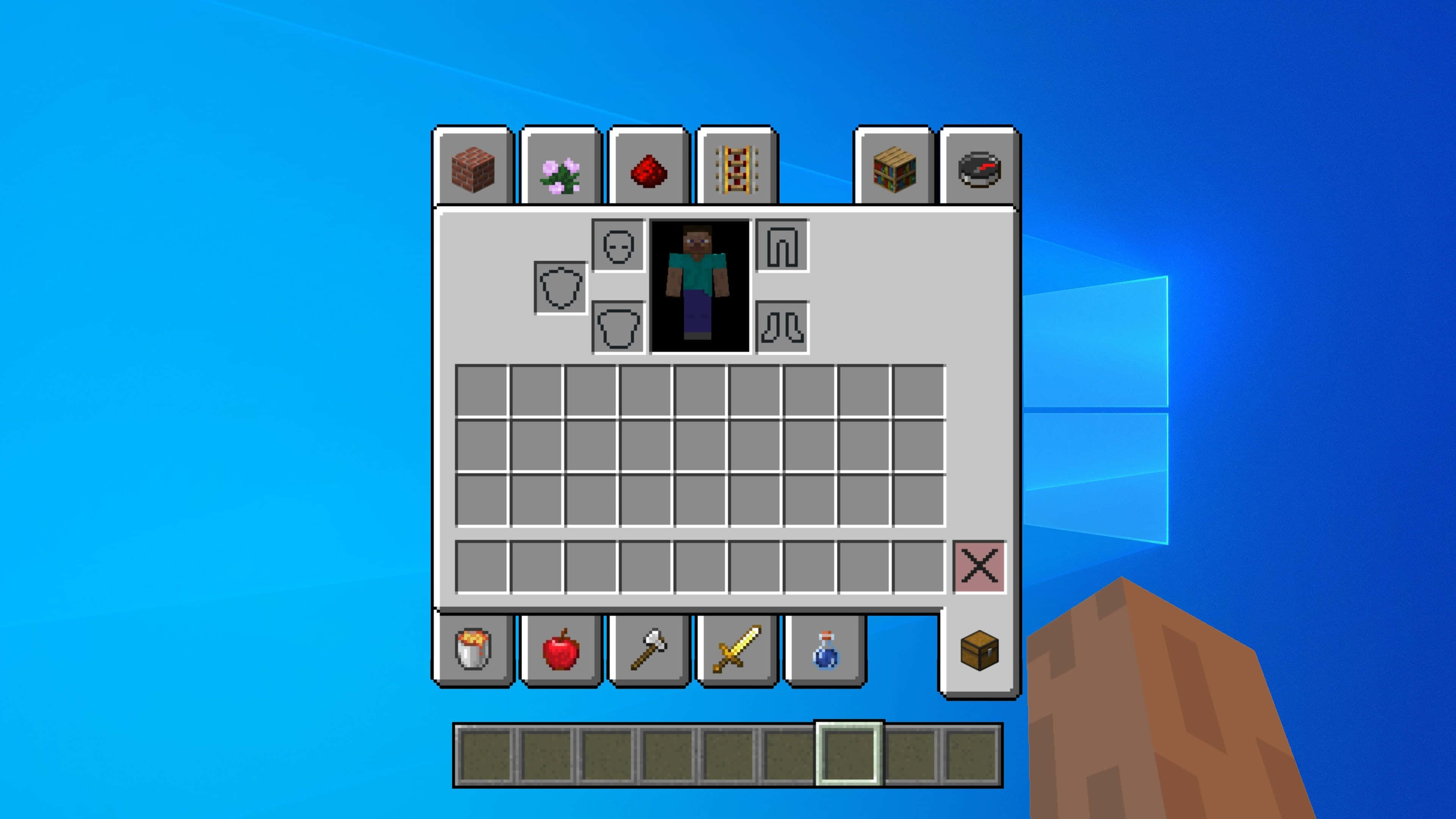 Minecraft Envanteri ve Steve'in Eli Duvar Kağıdı