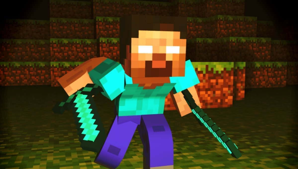 Minecraft Karakteri Herobrine Animasyonlu Arka Plan Duvar Kağıdı
