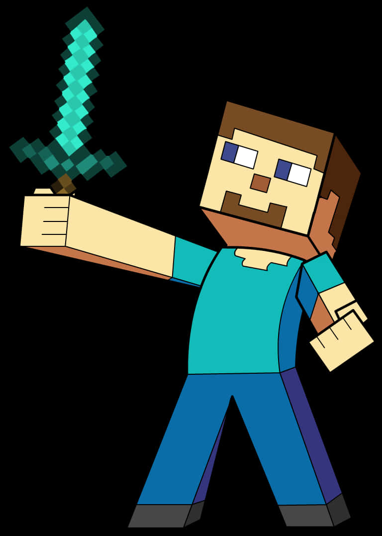 Minecraft Karakteri Kılıçla Duvar Kağıdı