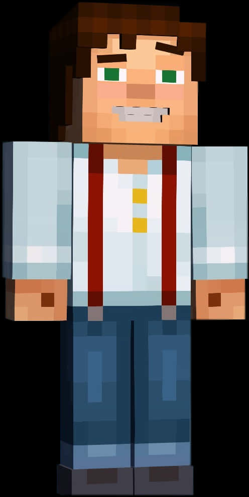 Minecraft Karakteri Kırmızı Pantolon Askılı Duvar Kağıdı