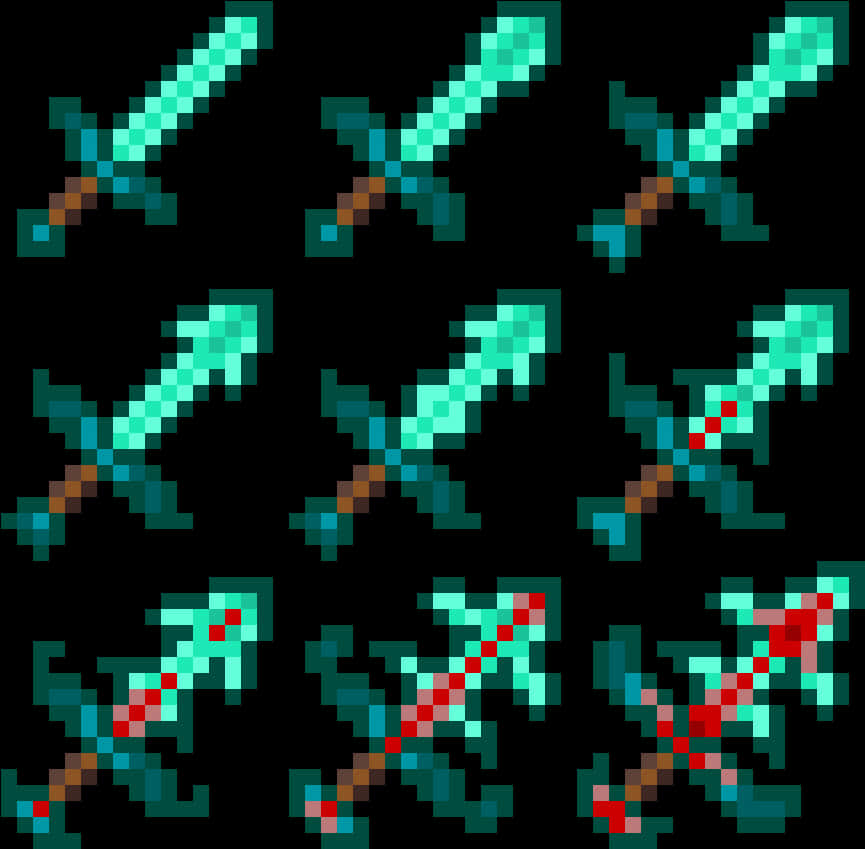 Minecraft Kılıçları Pixel Sanatı Duvar Kağıdı
