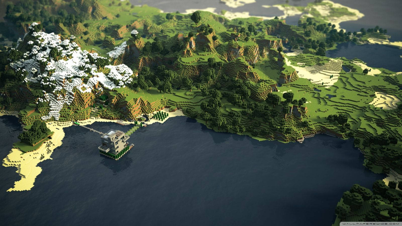 Minecraft Okyanus Orman Manzarası Duvar Kağıdı