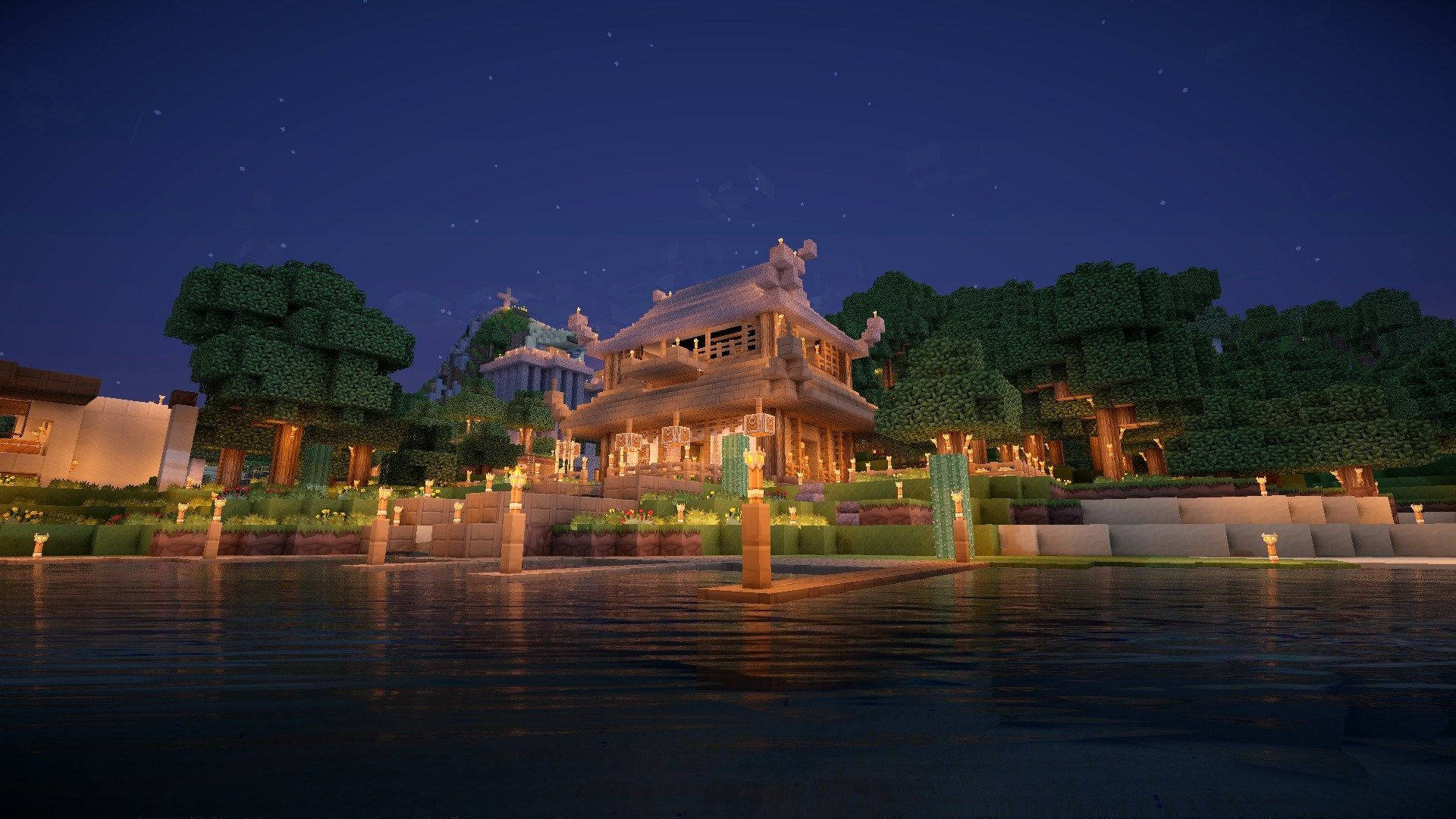 Minecraft PC Geleneksel Japon Evi Duvar Kağıdı