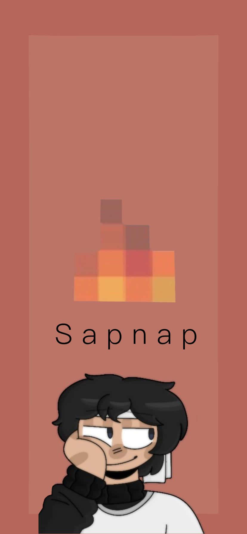 Minecraft Player Sapnap Icon With Pixel Fire Logo Duvar Kağıdı