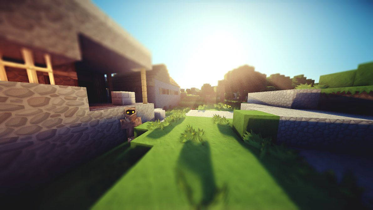HD Minecraft güneşli gün yeşil dış mekan manzarası duvar kağıdı
