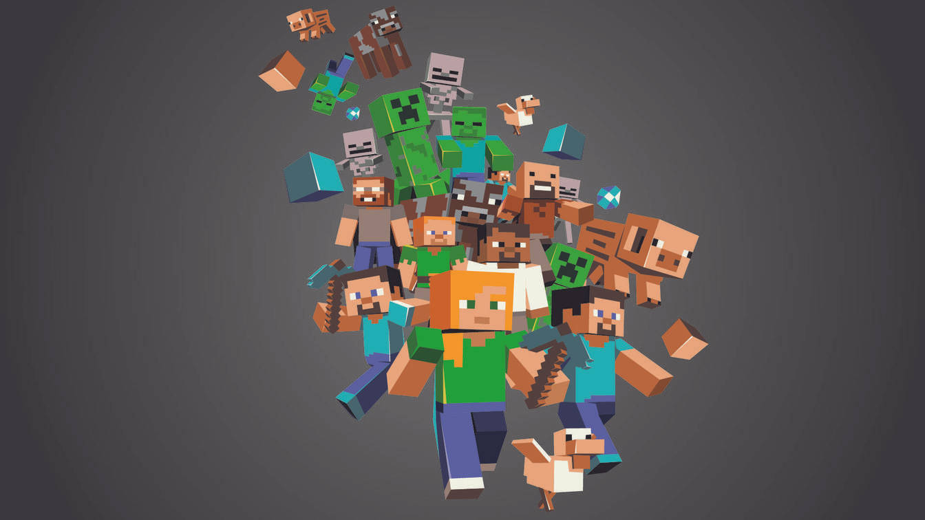 Minecraft yaratıkları ve eşyalarının büyülü dünyasını keşfedin Duvar Kağıdı