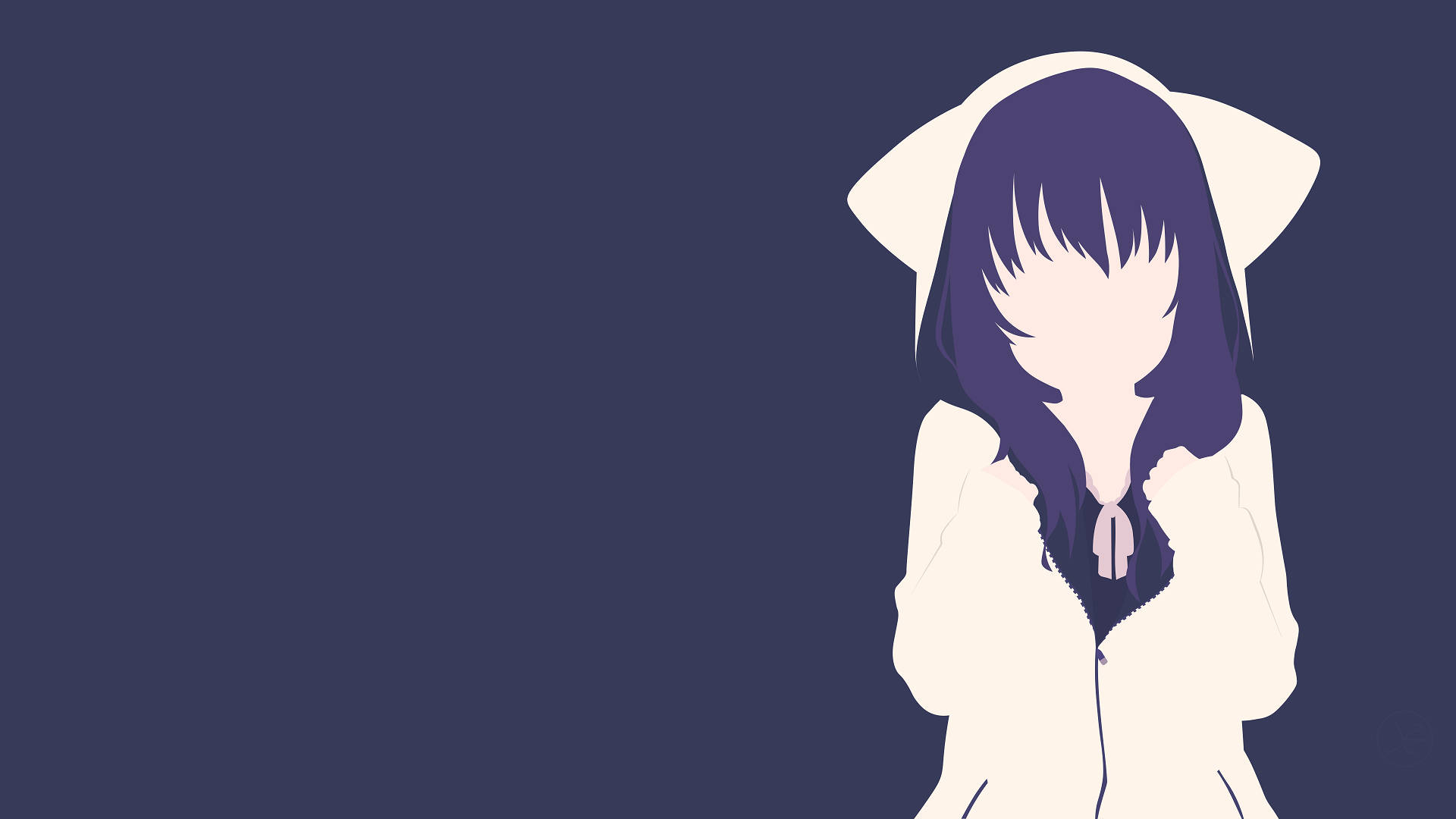 Minimalist Anime Kızı ve Sevimli Kedi Kapüşonlu Sweatshirt Duvar Kağıdı