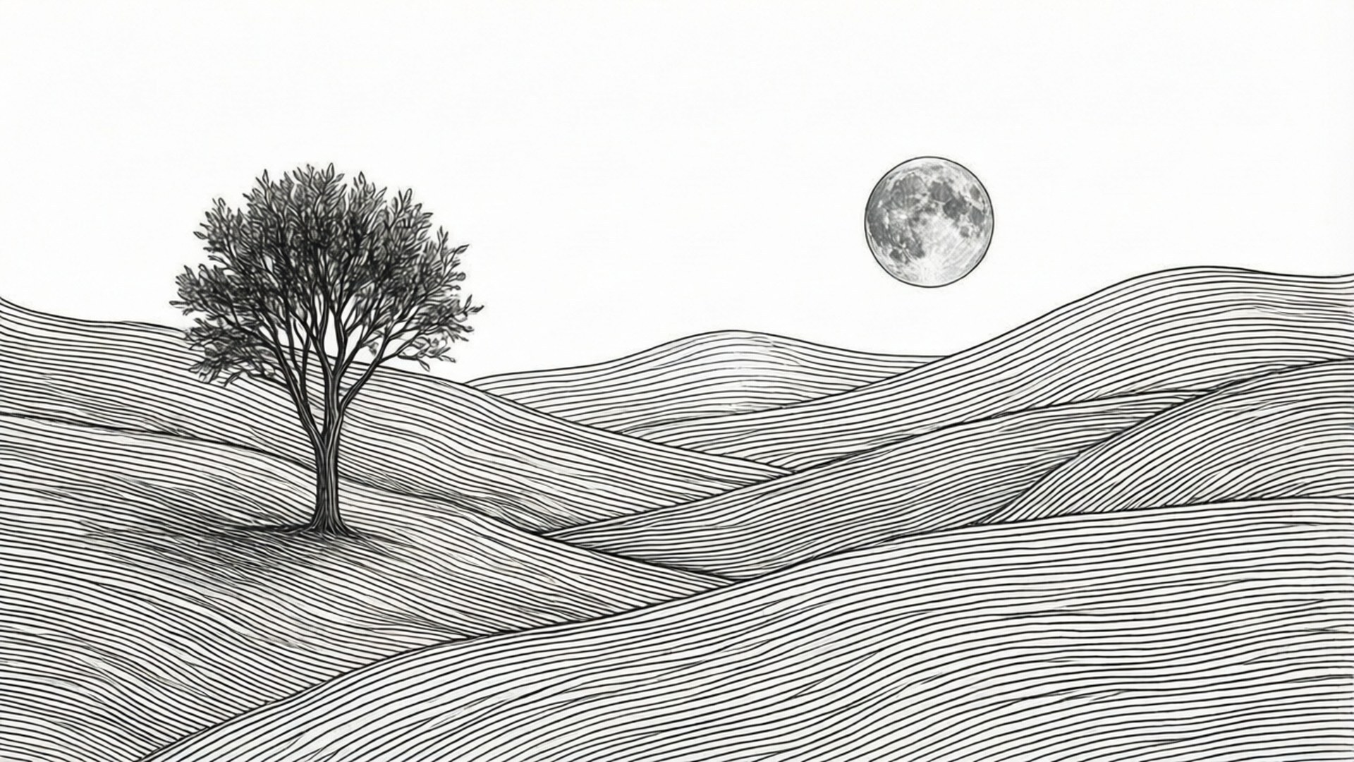 Minimalist Çizgi Sanatı Tepeler Duvar Kağıdı