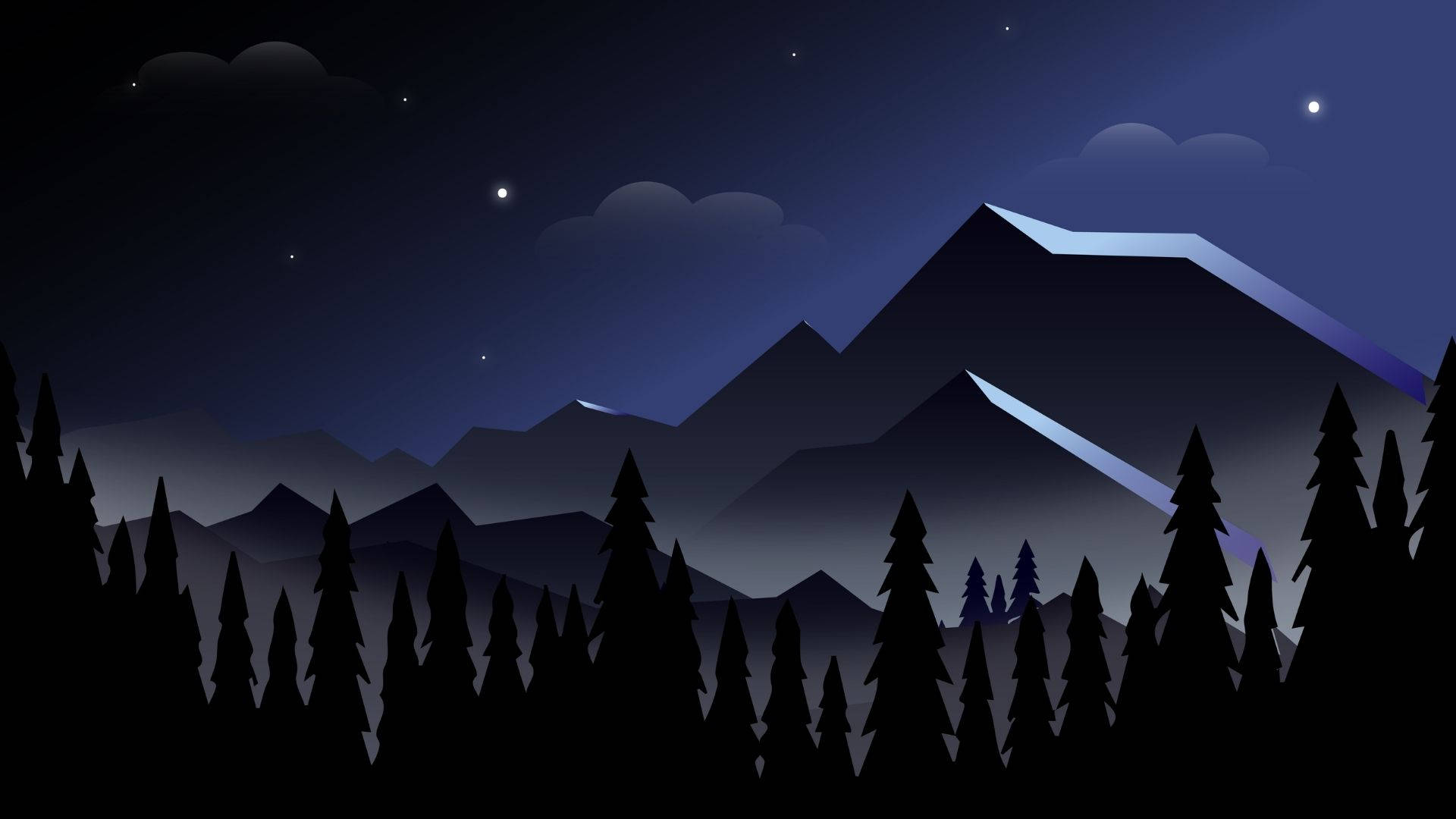 Minimalist Gece Ormanı Duvar Kağıdı