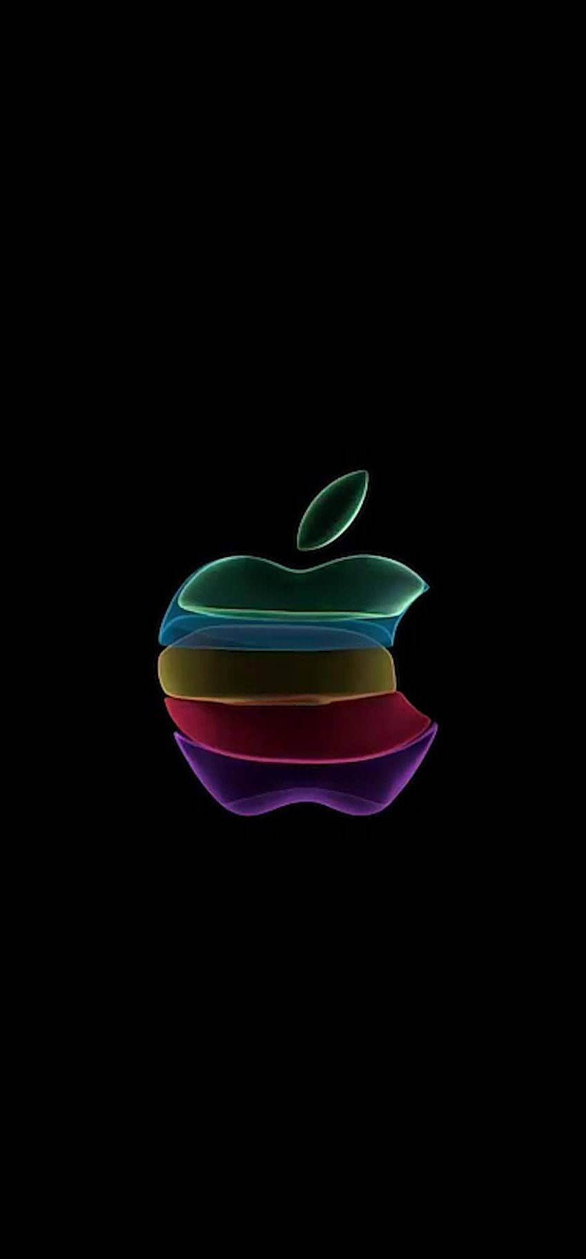Minimalist Gökkuşağı Apple Logosu iOS 11 Duvar Kağıdı