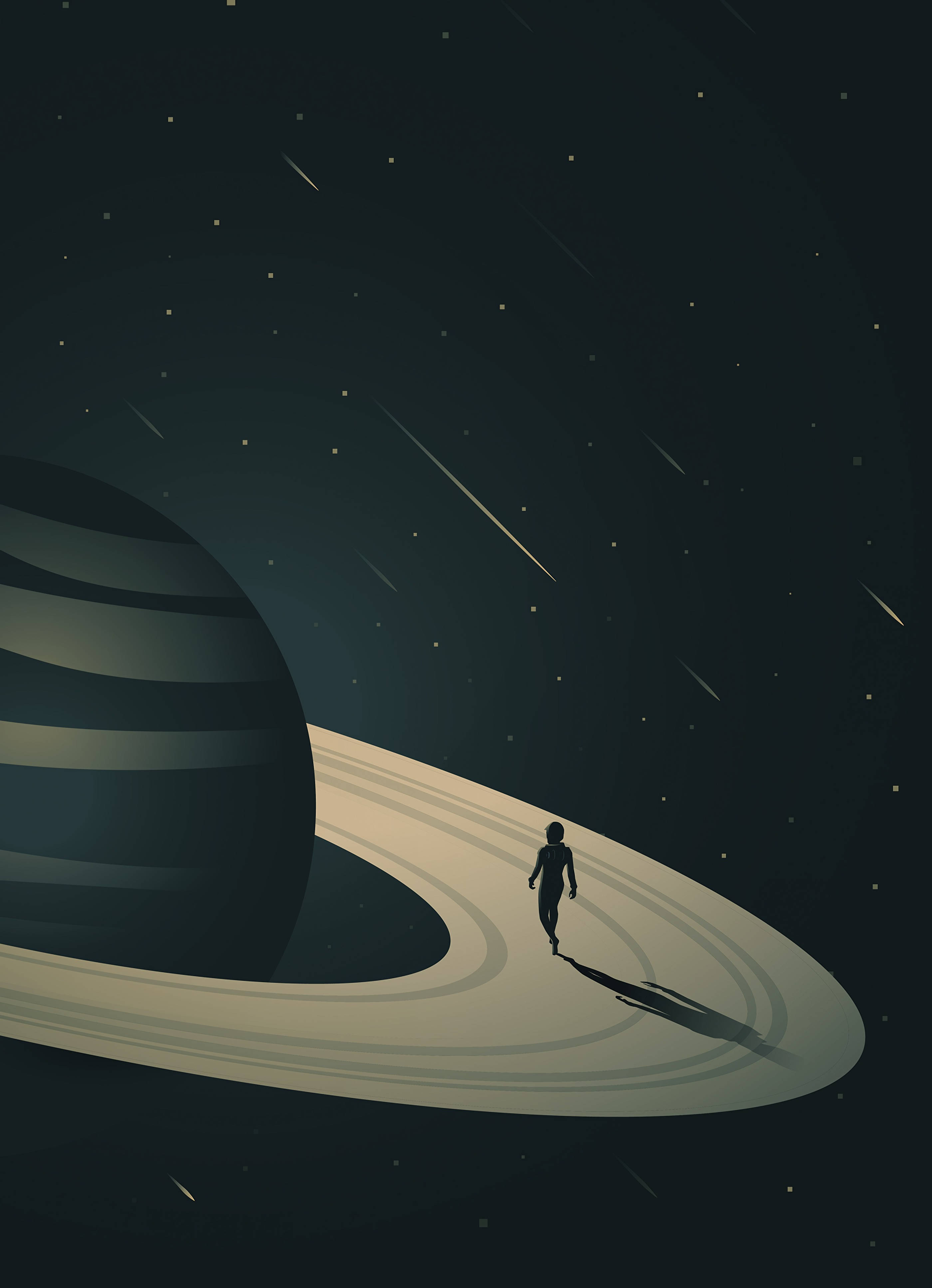 Minimalist Jüpiter Karikatürü Duvar Kağıdı