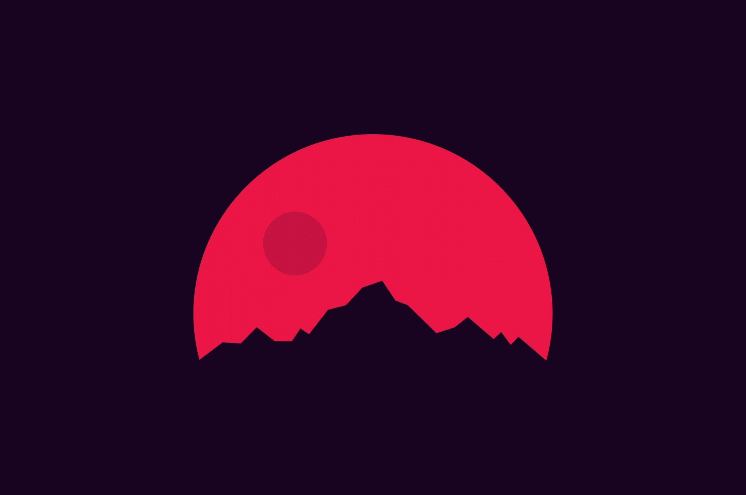 Minimalist Kırmızı Dağ Duvar Kağıdı