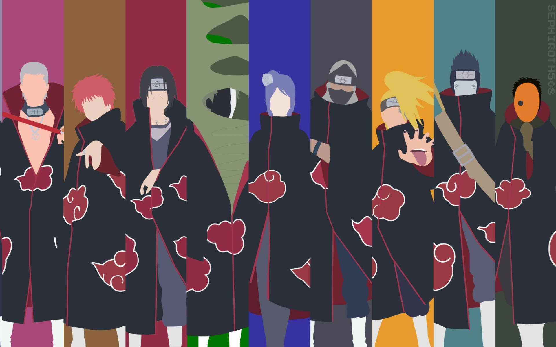 Minimalist Naruto Karakterleri Akatsuki Duvar Kağıdı