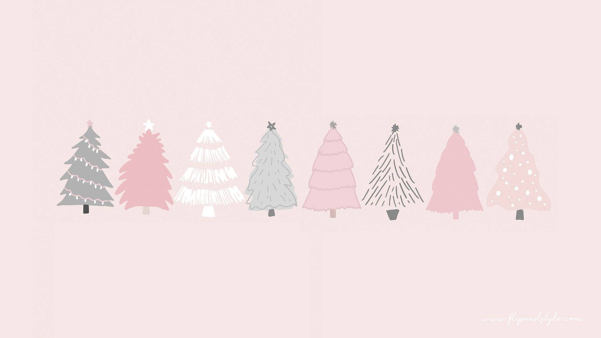 Minimalist Noel Karalama Noel Ağaçları Duvar Kağıdı
