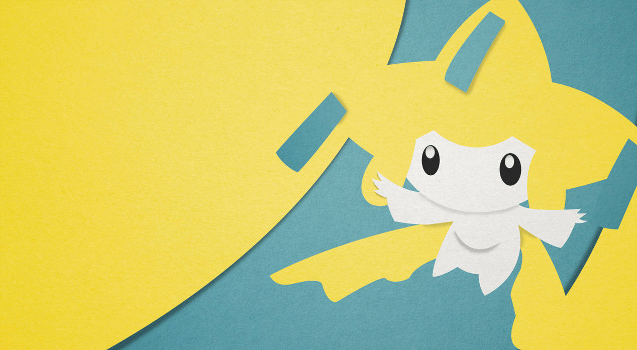 Minimalist Pokémon Jirachi Mavi Sarı Duvar Kağıdı