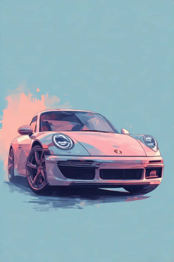 Minimalist Porsche 911 Pastel Portre Zarif 4K Portre Duvar Kağıdı