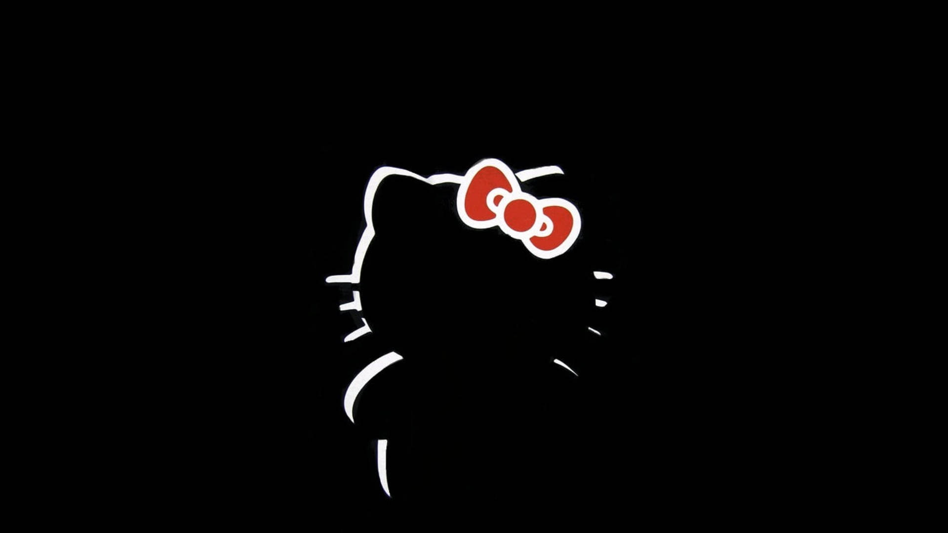 Minimalist Siyah Hello Kitty Silüeti Duvar Kağıdı