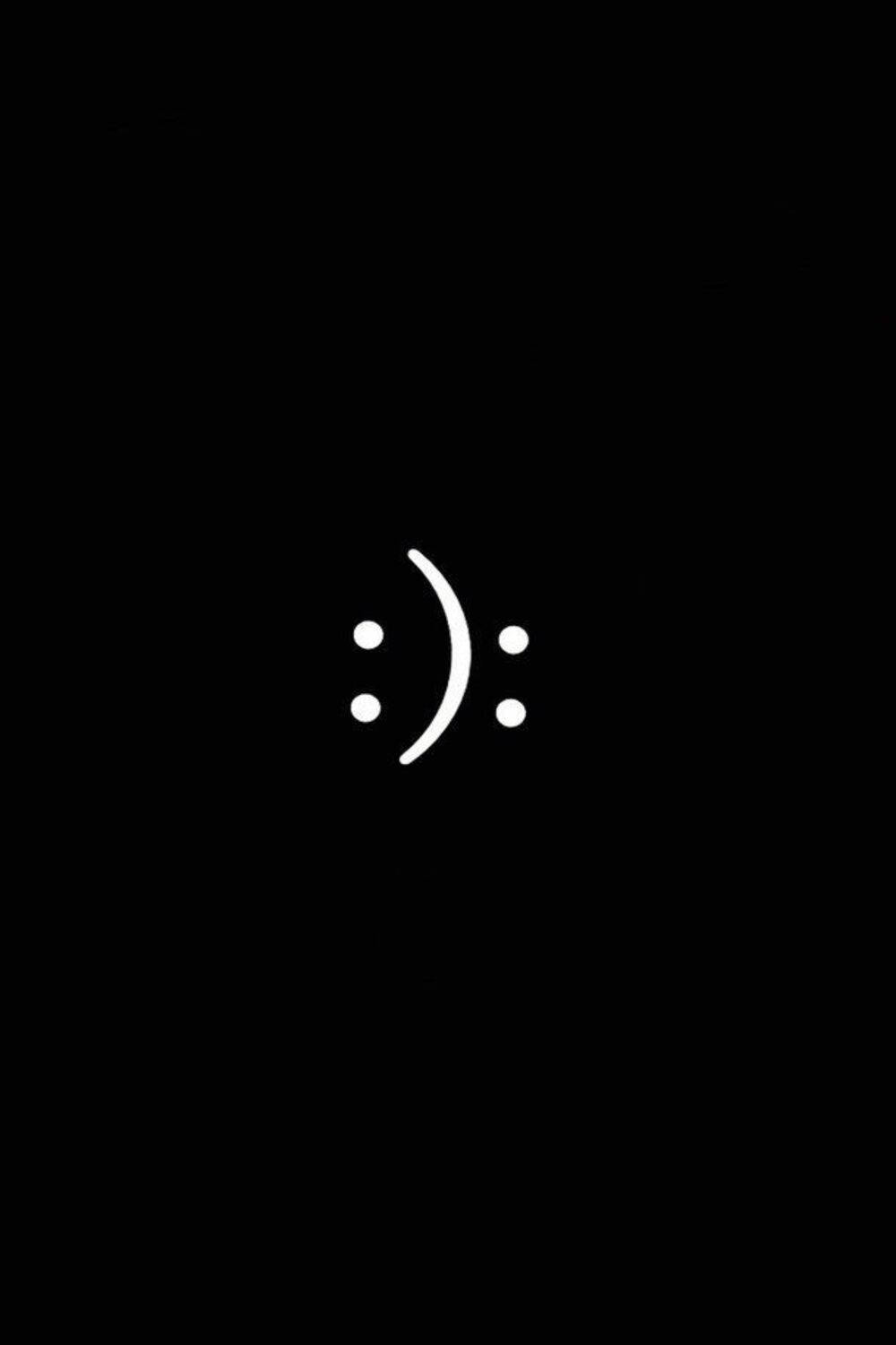 Minimalist Üzgün Mutlu Emoji Karanlık Tema Duvar Kağıdı