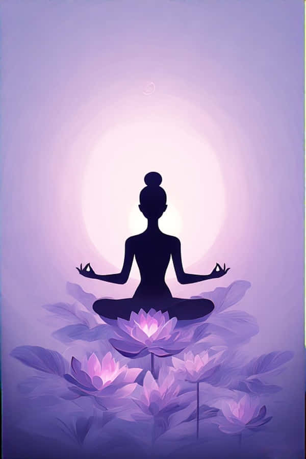 Minimalist Yoga Lotus Pozu Sakinleştirici Lavanta 4K Duvar Kağıdı