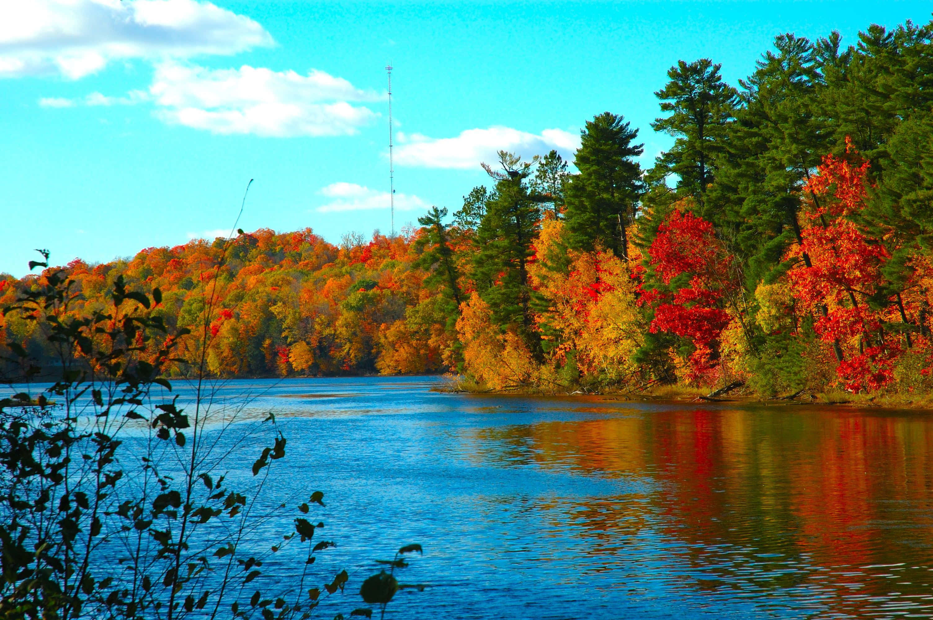 Minocqua Gölü Sonbahar Bilgisayar Arka Planı Duvar Kağıdı