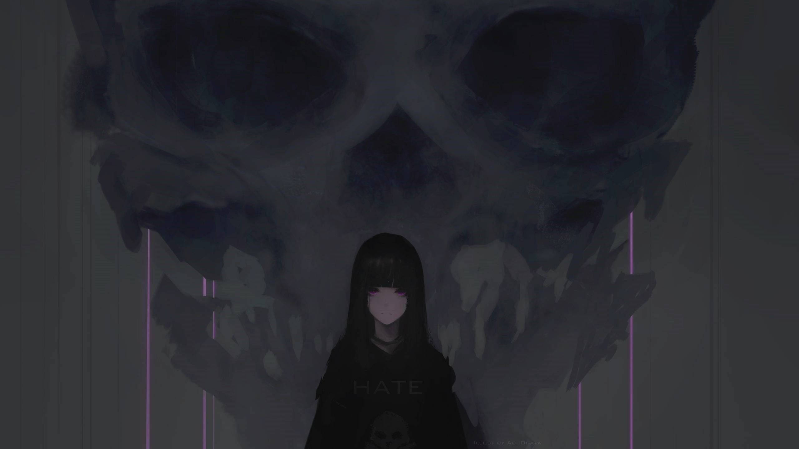 Miss Han Chan Siyah Anime Duvar Kağıdı