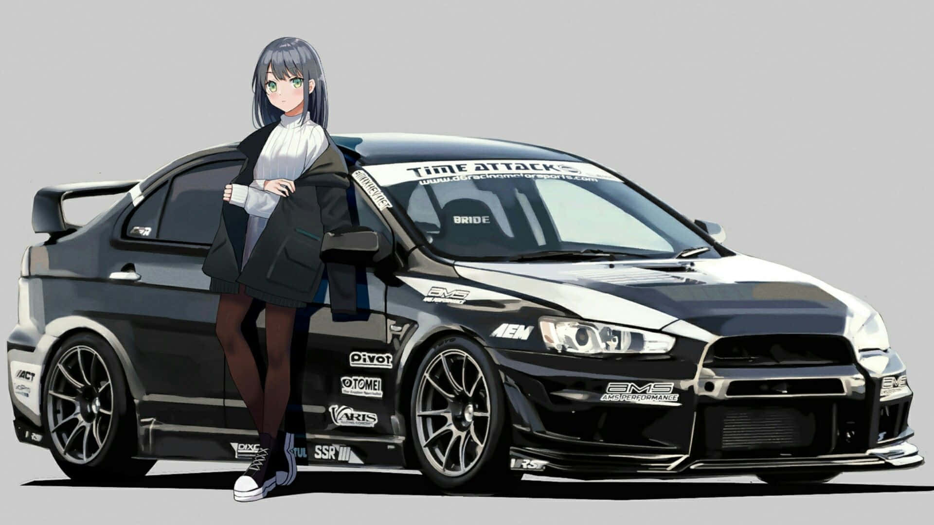 Mitsubishi Lancer Evolution JDM Anime Kızı Duvar Kağıdı