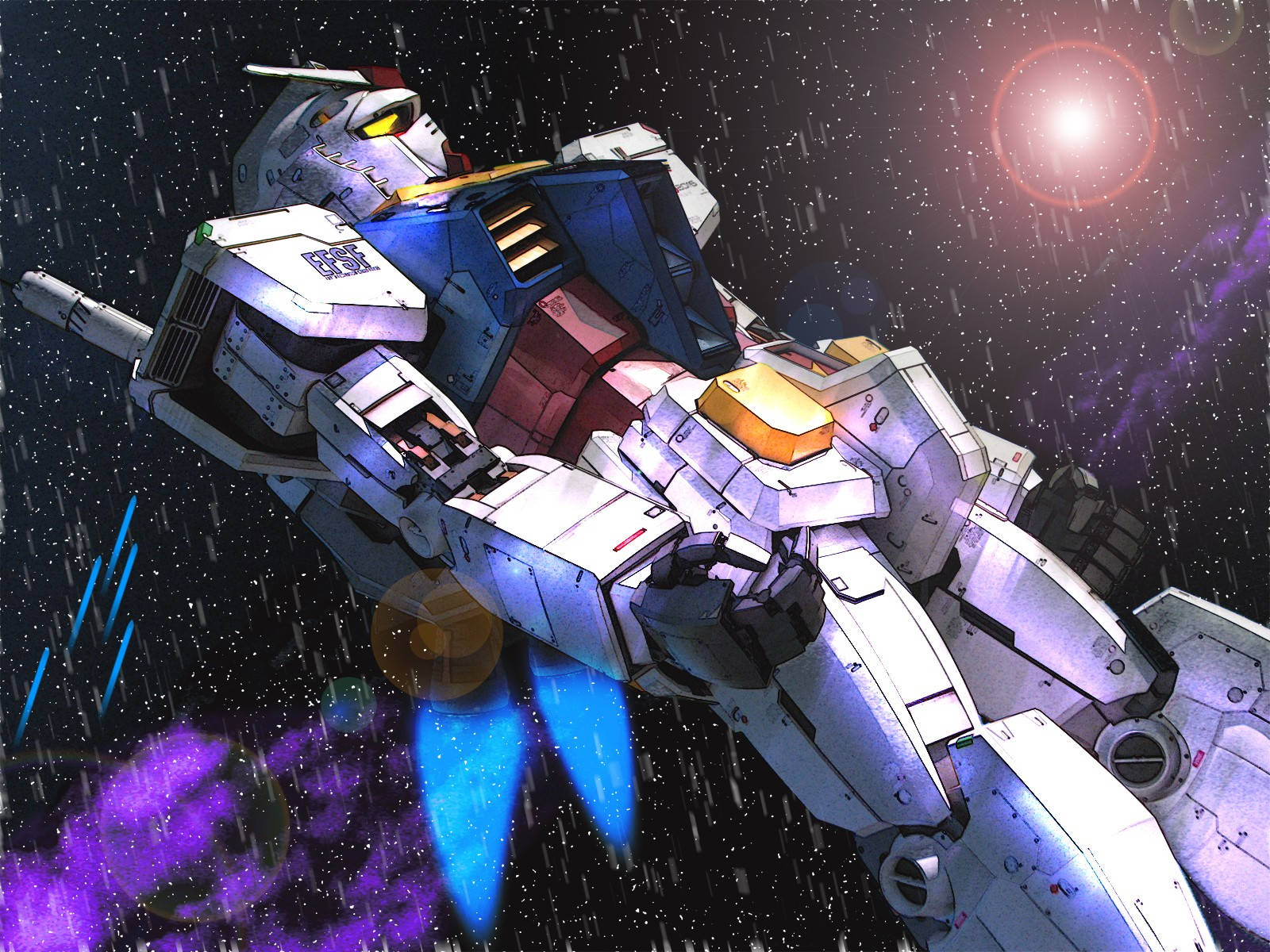 Mobil Zırh Gundam Sağanak Yağmur Altında Duvar Kağıdı