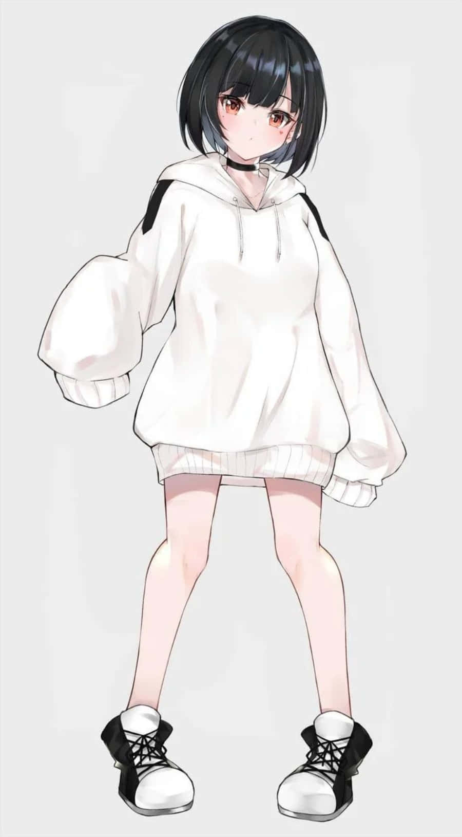 Modaya uygun şık bir hoodie giyen anime kızı! Duvar Kağıdı