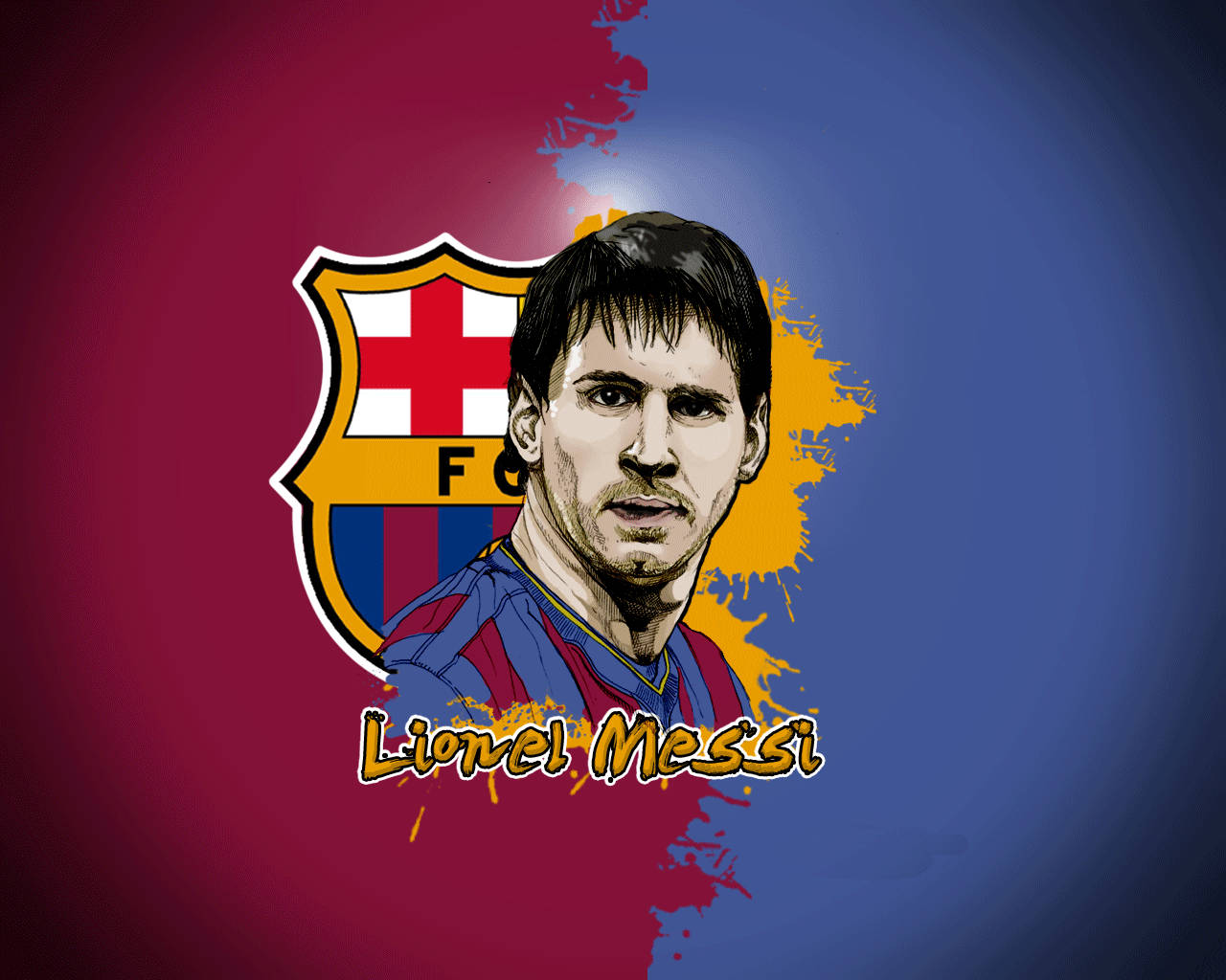 Modern Sanat Eseri, FC Barcelona'lı Lionel Messi'yi Tasvir Ediyor Duvar Kağıdı