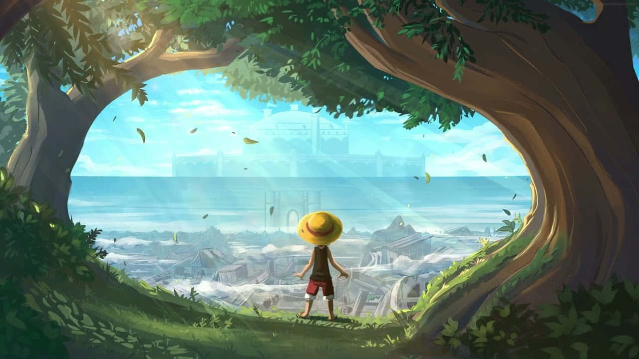 Monkey D. Luffy, Grand Line'da One Piece'i ararken yelken açıyor Duvar Kağıdı
