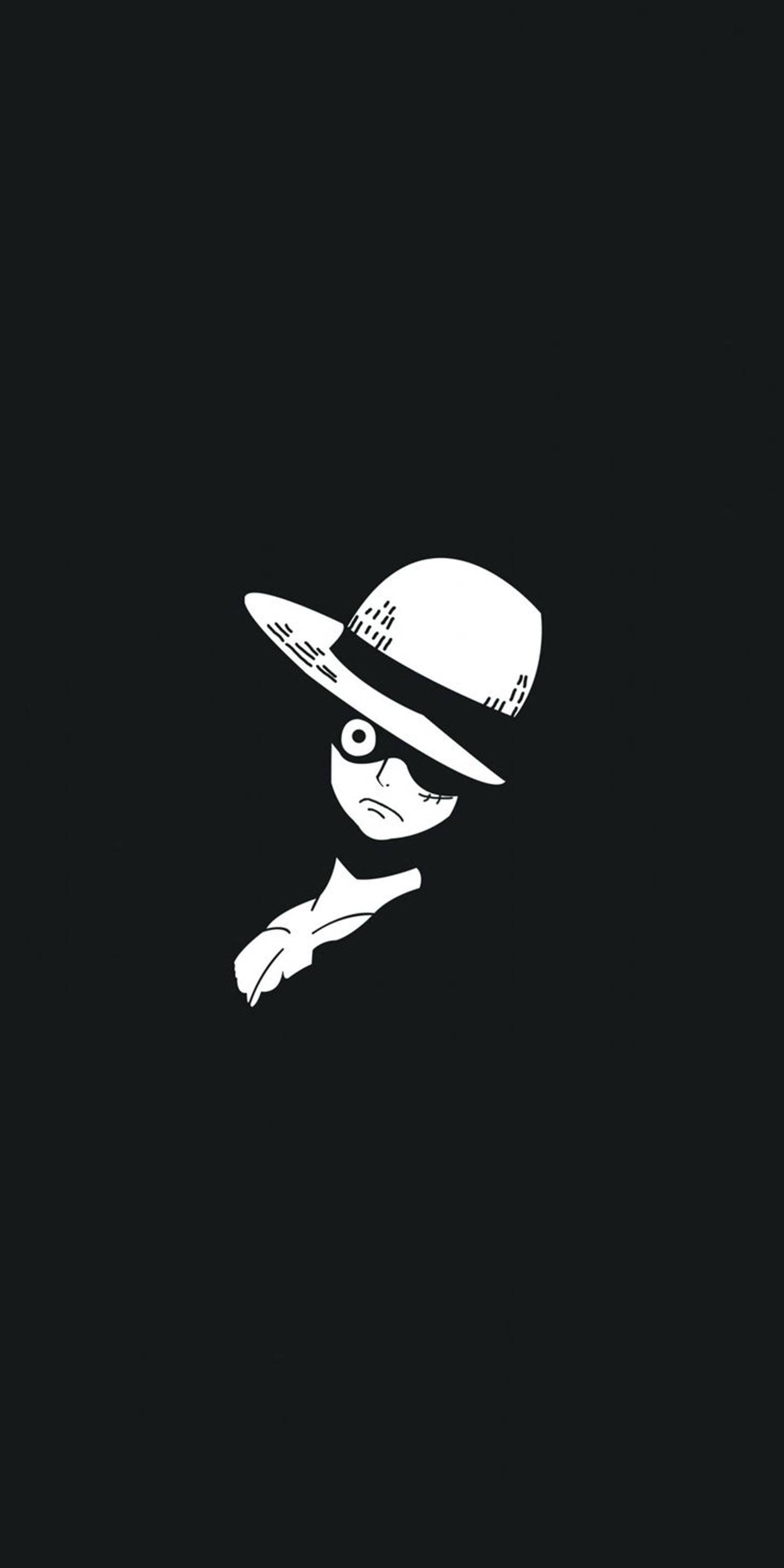 Monkey D. Luffy Minimalist Siyah Telefon Duvar Kağıdı