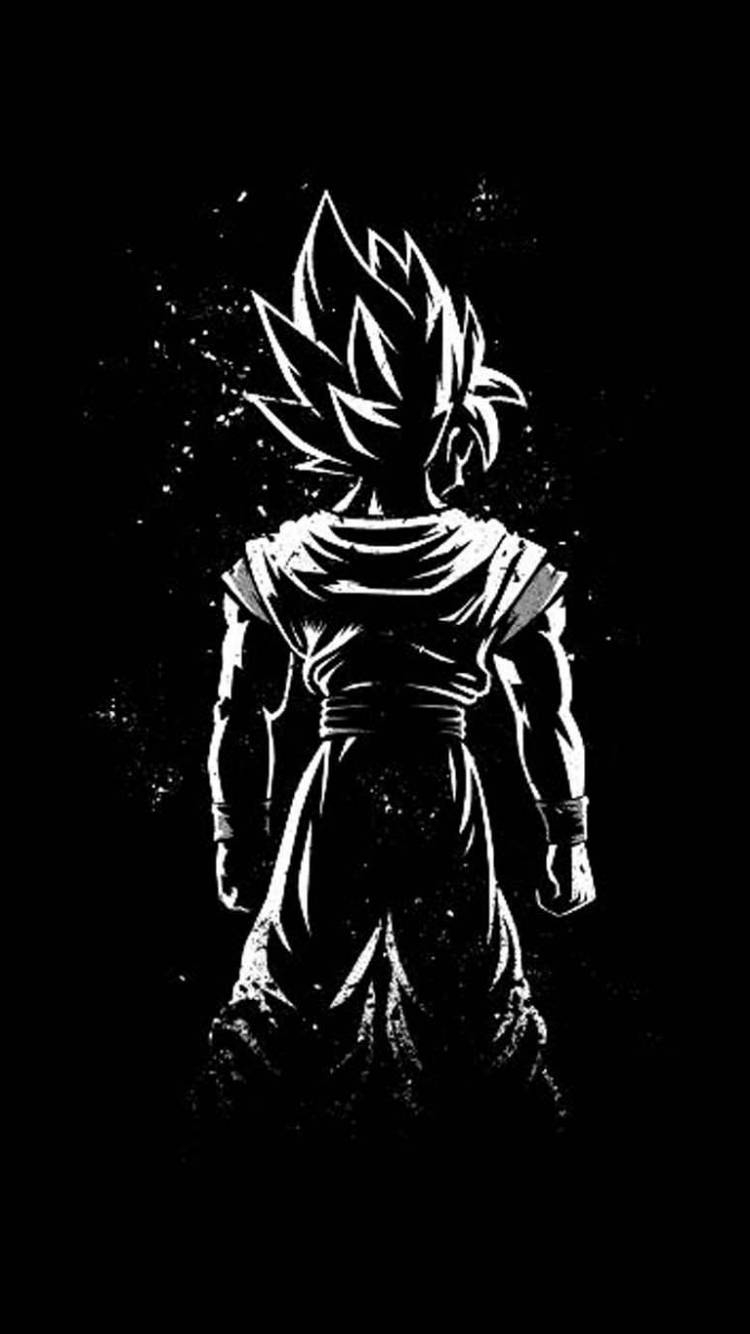 Monochrome Siyah Goku Telefon Duvar Kağıdı