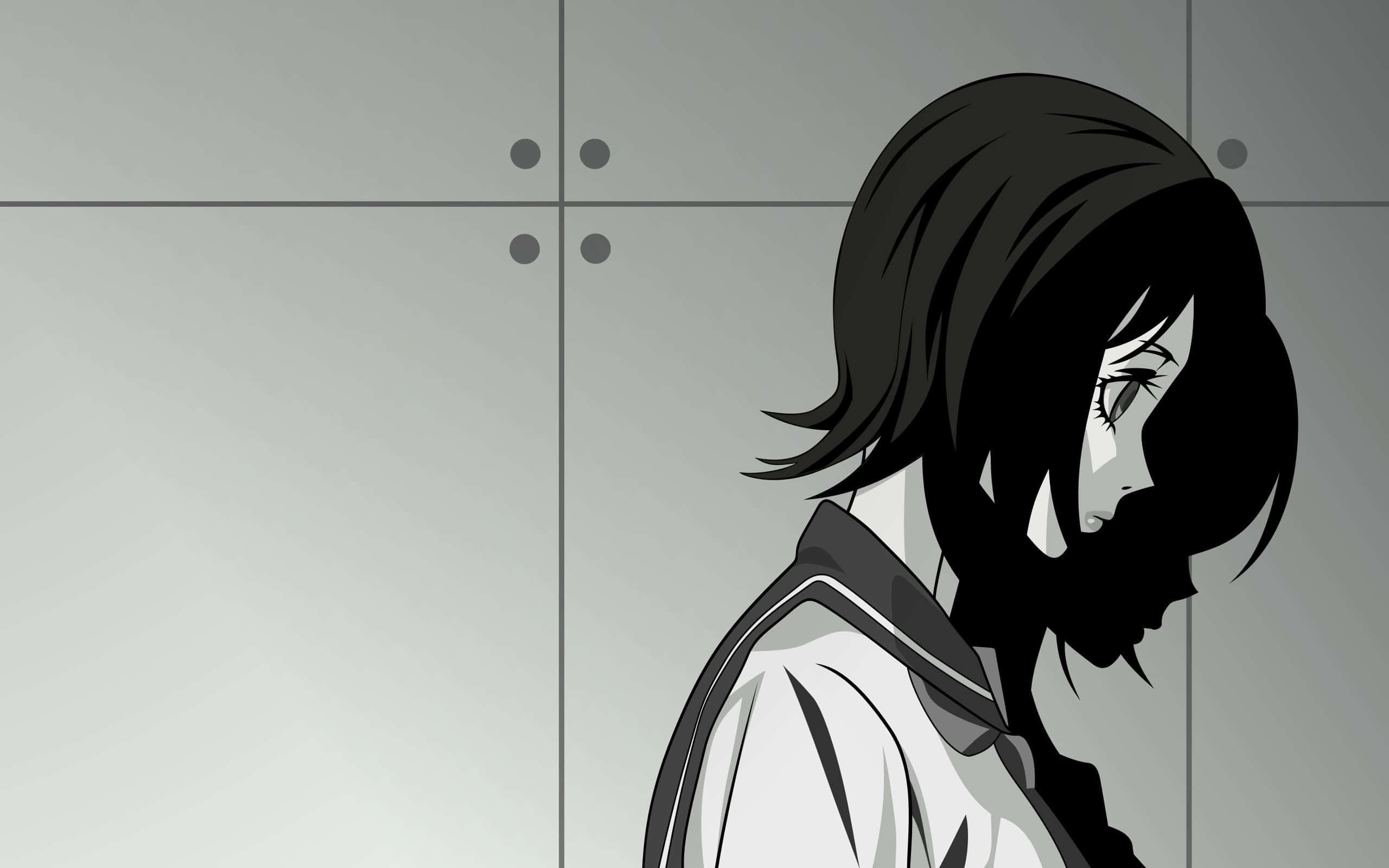 Monokrom Anime Çizimi Duvar Kağıdı