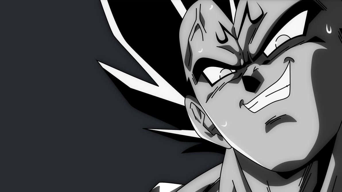 Monokrom Dragon Ball Majin Vegeta Gülümsemesi Duvar Kağıdı