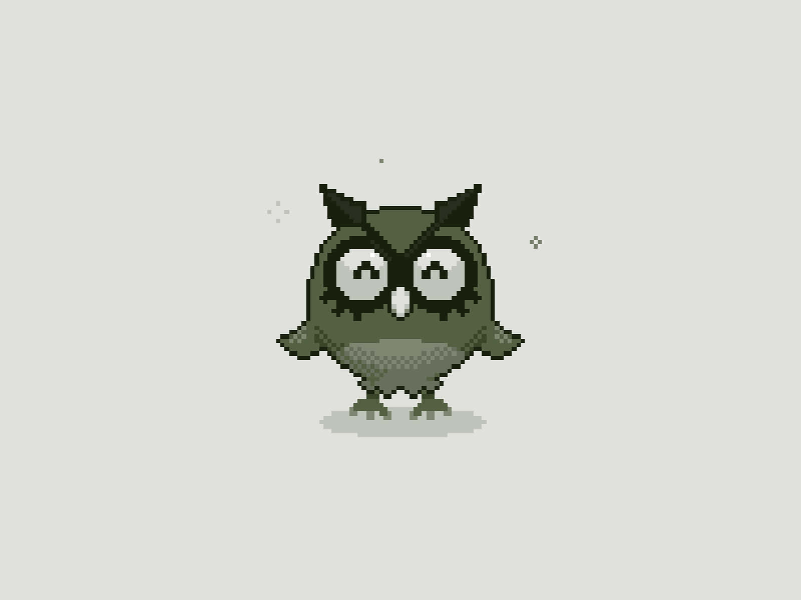 Monokrom Pixel Art Hoothoot Pokémon Duvar Kağıdı