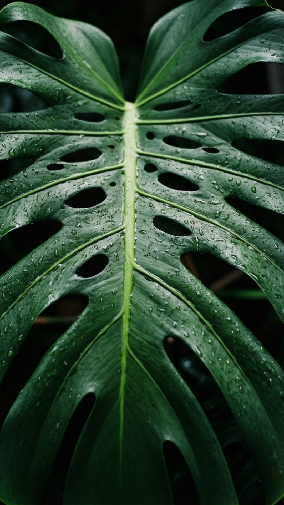 Monstera Yağmur Damlaları Duvar Kağıdı