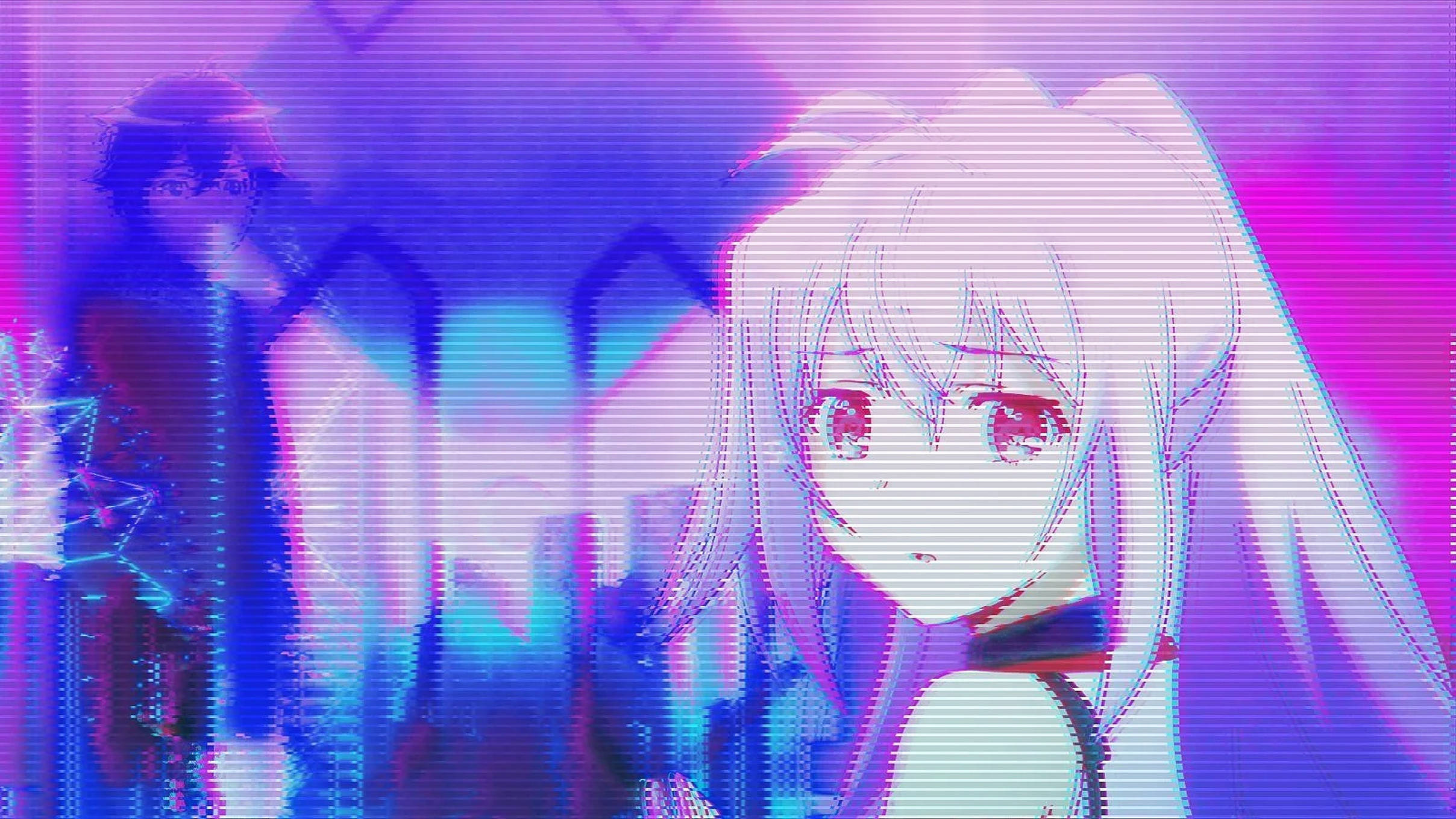 Mor Anime Estetik Kız Duvar Kağıdı
