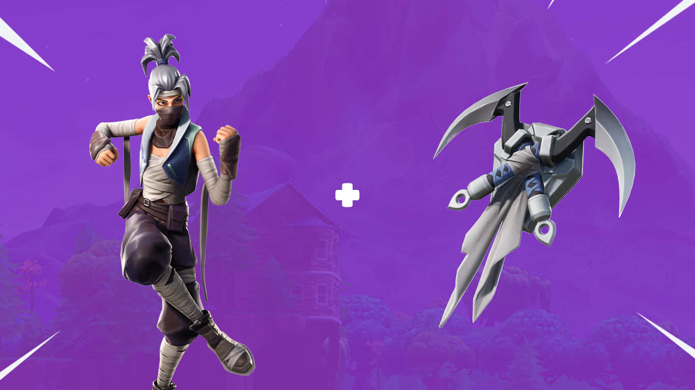 Mor Arka Planda Silahlı Fortnite Kuno Duvar Kağıdı