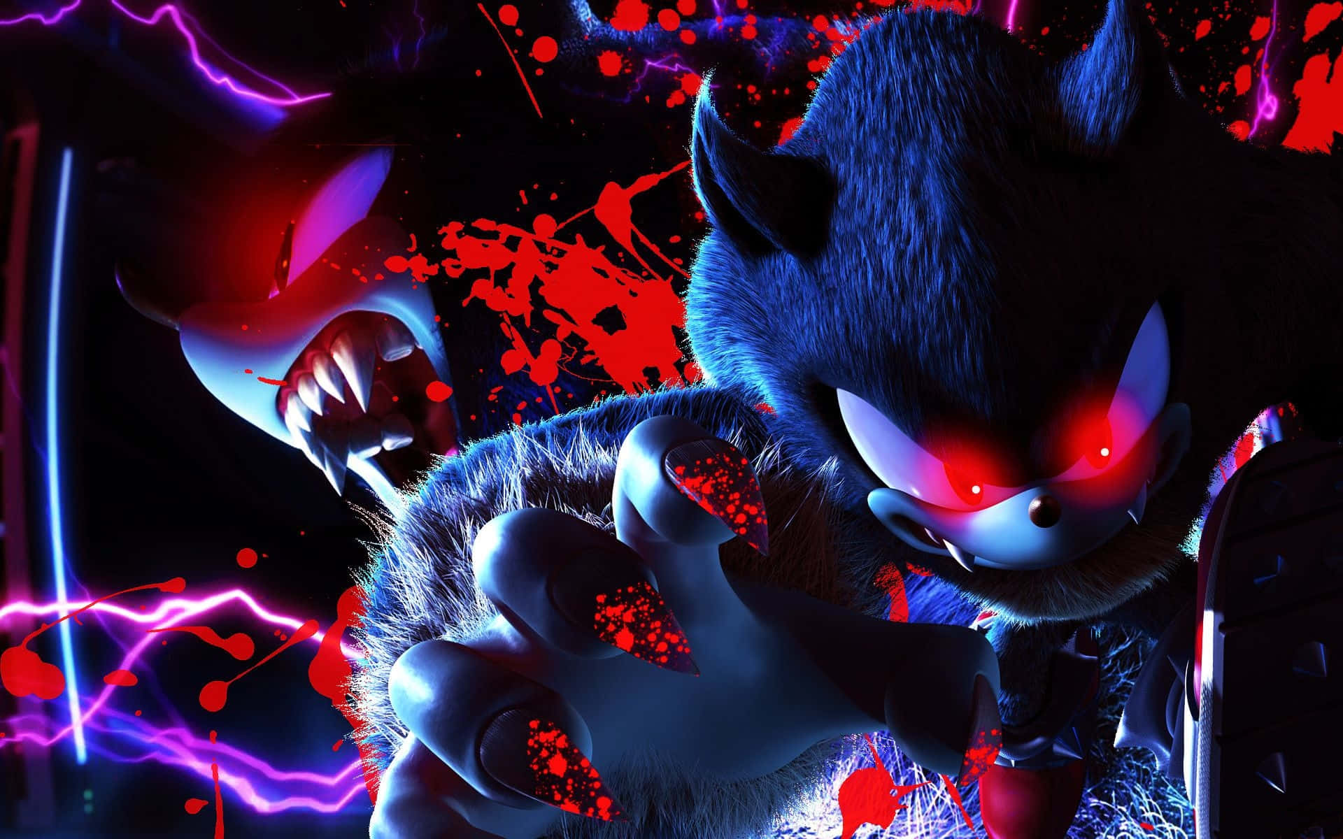 Mor Kırmızı Sonic Exe Sanatı Duvar Kağıdı